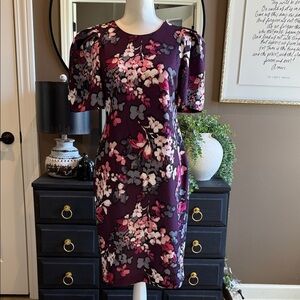 CALVIN KLEIN Stretch Floral Back Zip Dress 4 Carolyn Bissett Kennedy